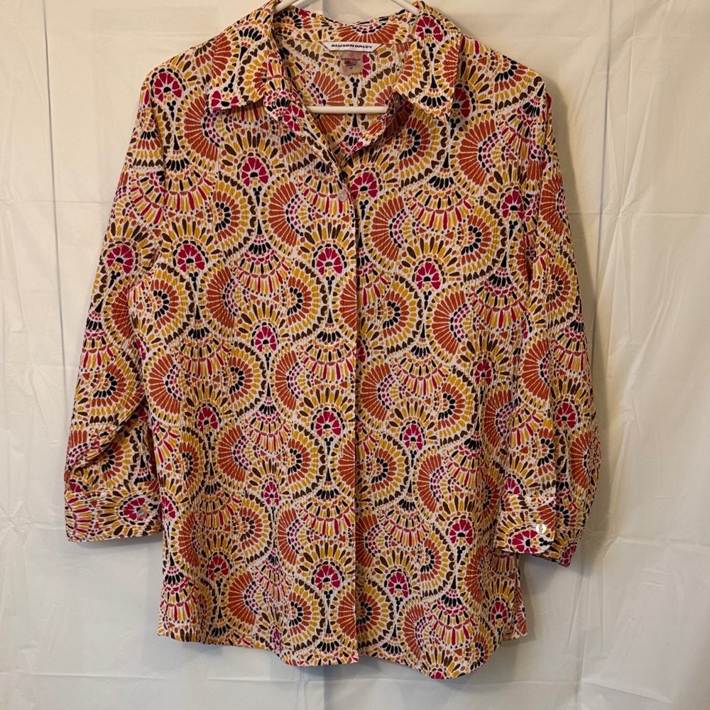 Allison Daley Button Down Blouse 3/4 sleeves Women’s Size 12
